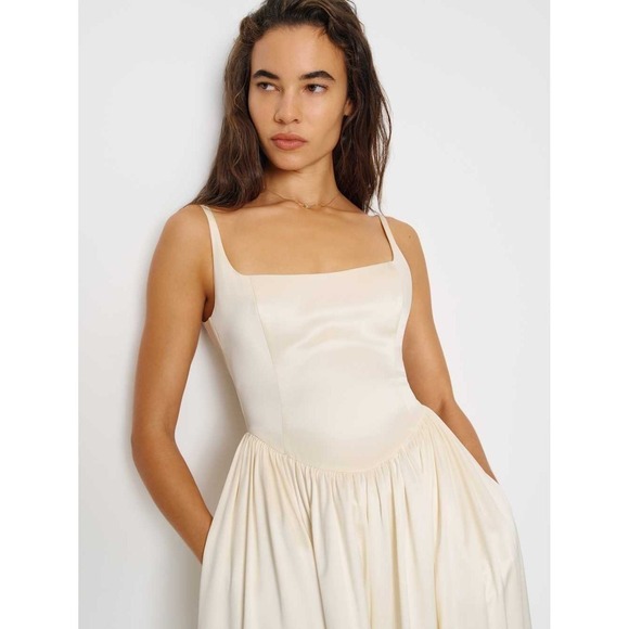 Reformation Liz Silk Dress Ivory Wedding Gown Brand New - Picture 5 of 10